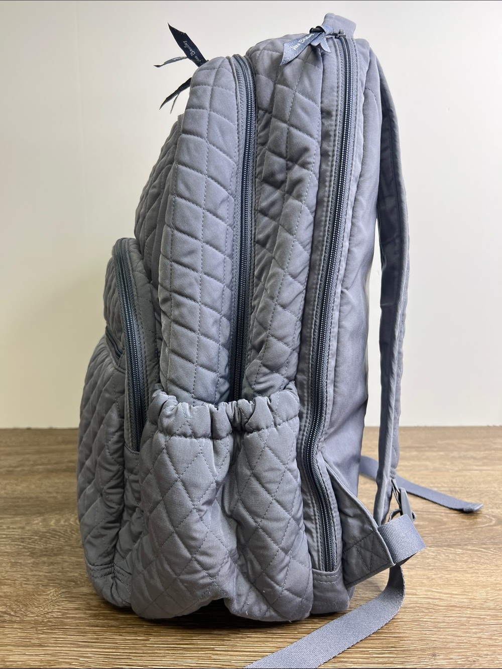 Vera Bradley Gray Quilted Campus Backpack | Large Travel  Bag | Floral Lining - Picture 4 of 15